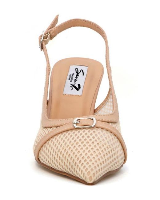 Seven7 Natural Mesh Pointed Toe Slingback Pump
