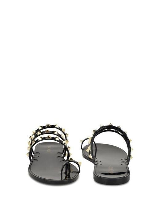 Nine West Black Centy Studded Toe Loop Sandal
