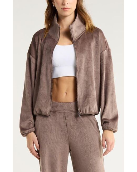 Zella Brown Plush Rib Jacket