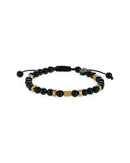 Caputo & Co. Black Stone & Bead Slider Bracelet for men