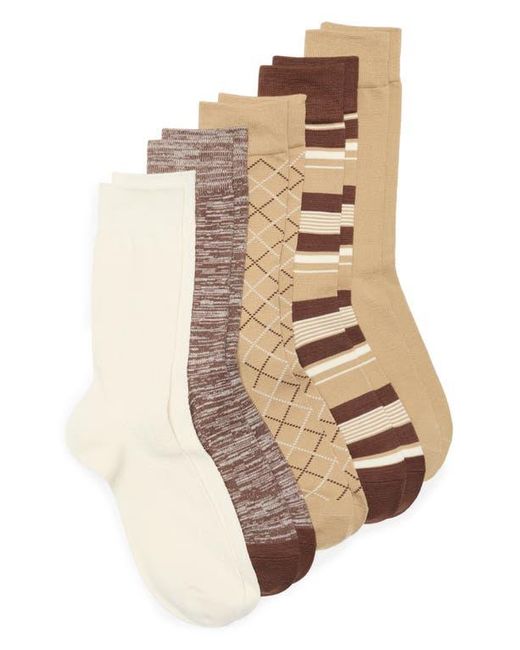 Nordstrom Rack Natural 5-Pack Assorted Ultra Soft Cable Crew Socks for men
