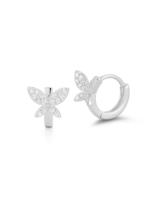 Glaze Jewelry White Butterfly Cubic Zirconia Huggies