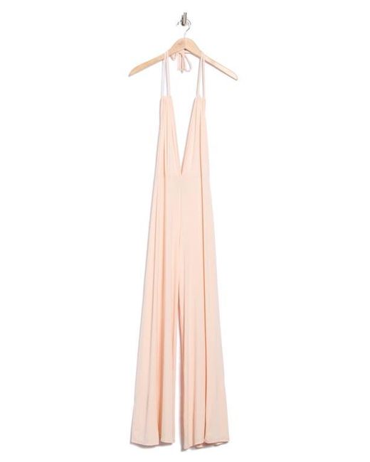 Go Couture Pink Plunge Strap Wide Leg Jumpsuit