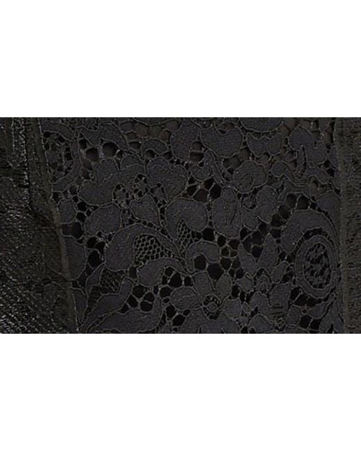 Misook Black Lace Front Zip Top