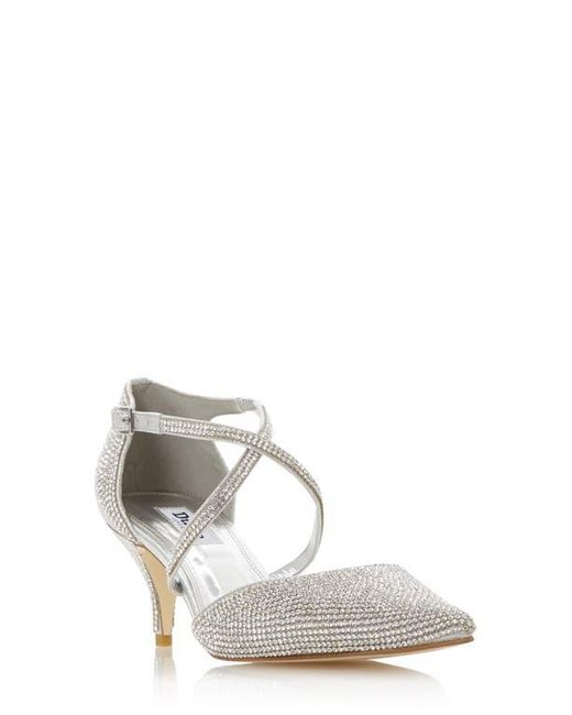 Dune White Captivates Rhinestone Pointed Toe Pump