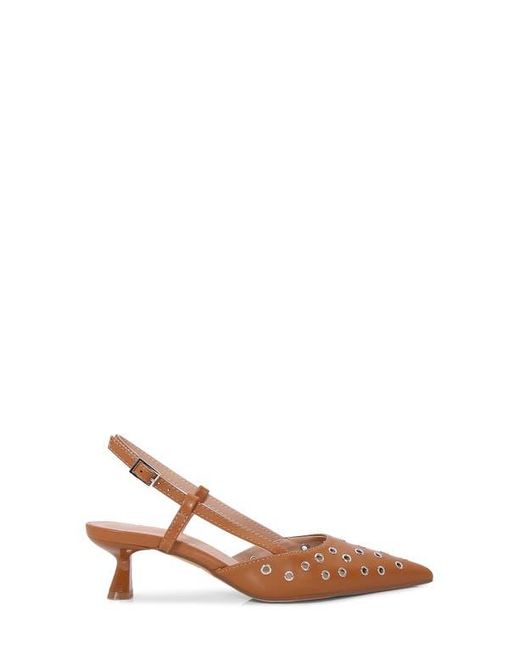 BERNESS Brown Adeline Grommet Pointed Toe Slingback Pump