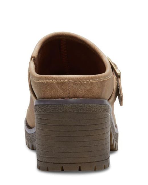 Eastland Brown Nola Block Heel Lug Sole Clog