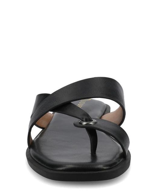 Journee Collection Black Prizzie Flat Slide Sandal