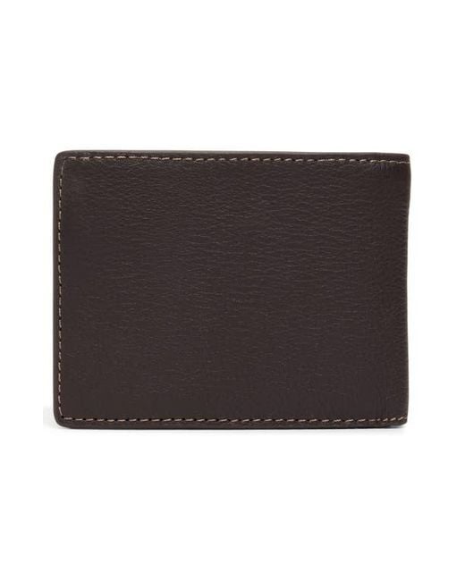 Brooks Brothers Black Brower Bifold Pebbled Leather Wallet for men