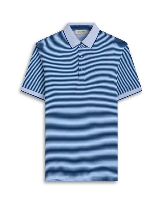 Bugatchi Blue Three-Button Performance Polo for men