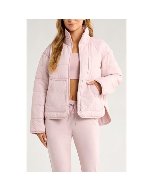 Zella Pink Quilted Packable Jacket