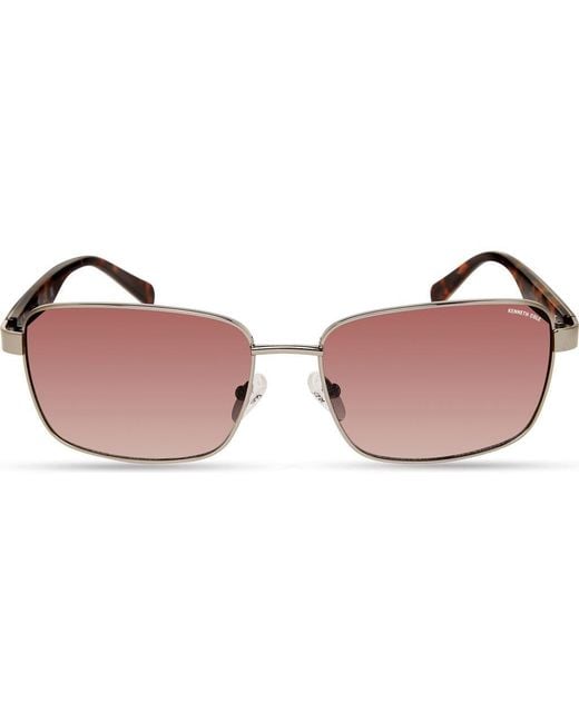 Kenneth Cole Pink 61Mm Rectangular Sunglasses for men