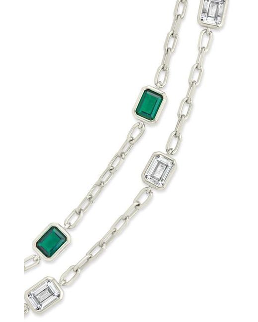 Sterling Forever Metallic Lennox Set Of 2 Cubic Zirconia Station Chain Bracelets