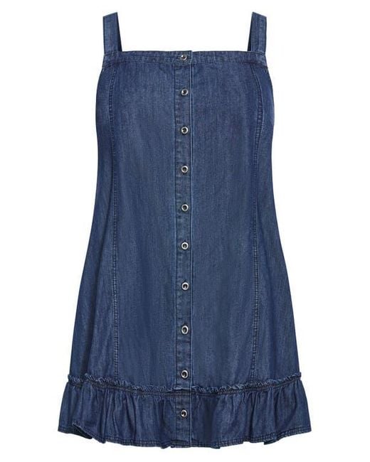City Chic Blue Island Denim Button Front Dress