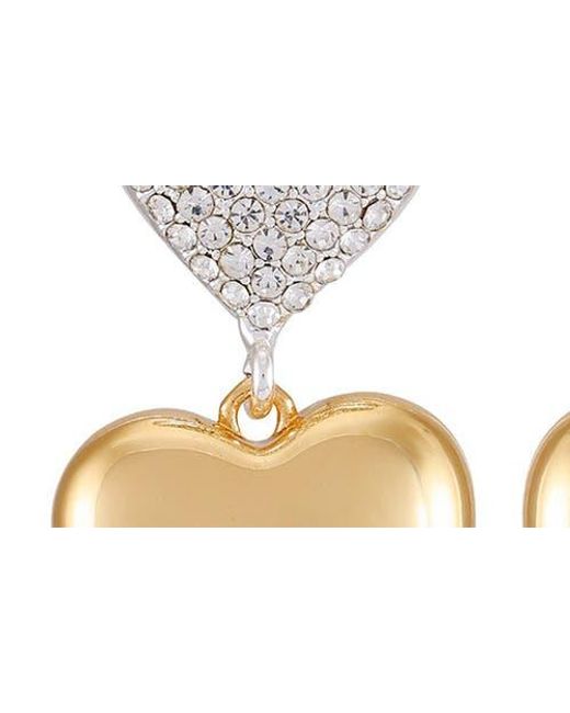 Guess Multicolor Two-Tone Heart Drop Earrings