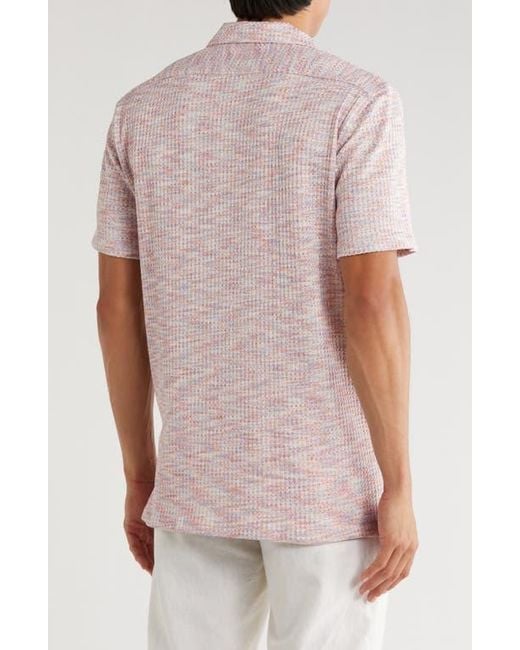 T.R. Premium Pink Mélange Short Sleeve Button-Up Shirt for men