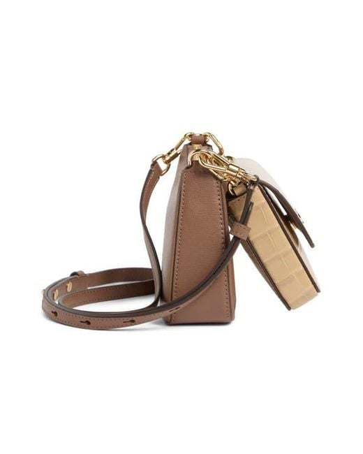 Kate Spade Brown Double Up Croc-Embossed Crossbody Bag