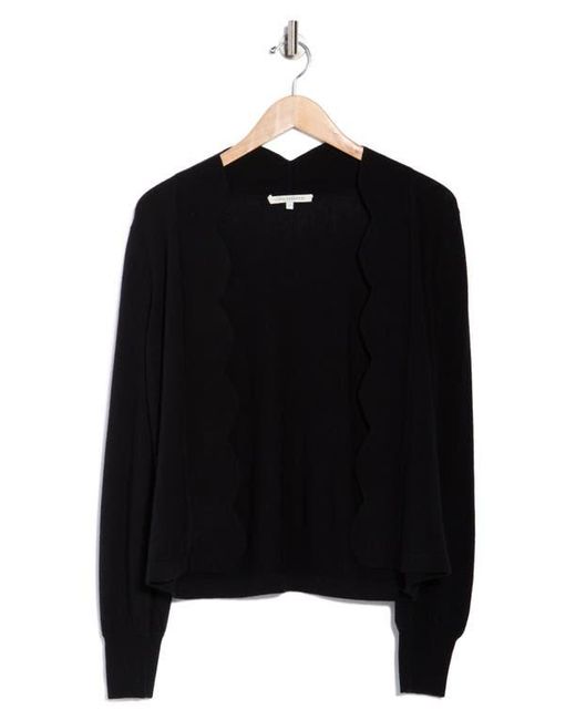 Sofiacashmere Black Scallop Edge Open Cardigan