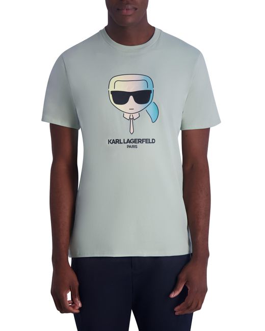 Karl Lagerfeld Gray Karl Character Cotton Graphic T-shirt for men