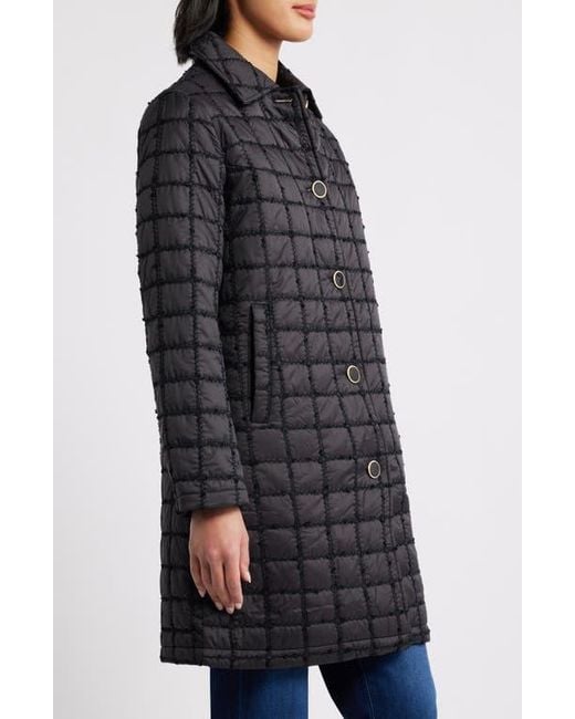 Cece Black Boucle Quilted Longline Jacket
