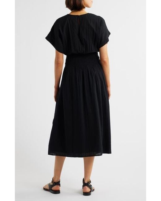 madewell pleated midi dress in stripe Women's Empire-Waist Midi Dress in 100% Linen - Size L