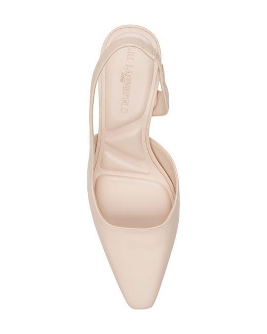 Karl Lagerfeld Natural Sheenz Pointed Toe Slingback Pump