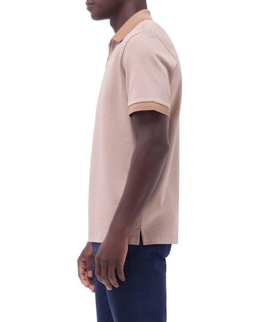 Bugatchi Blue Contrast Trim Zip Polo for men