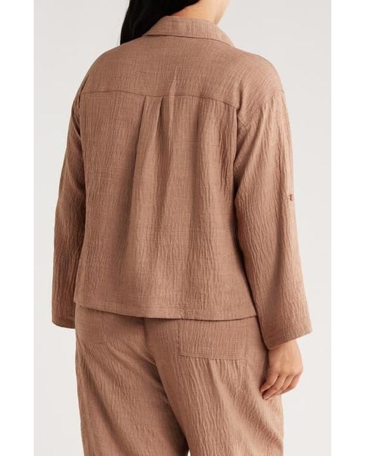 Max Studio Natural Textured Collared Shirt
