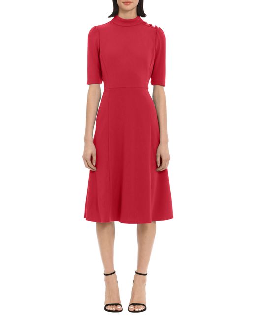 DONNA MORGAN FOR MAGGY Red Mock Neck Fit & Flare Dress