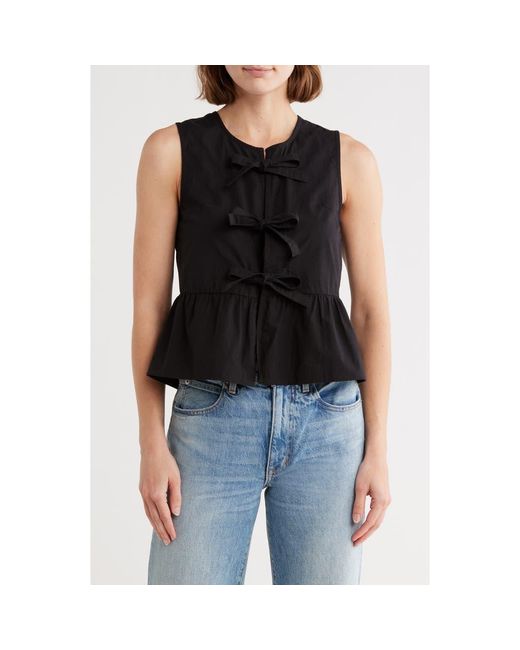 Vigoss Black Tie Front Peplum Top