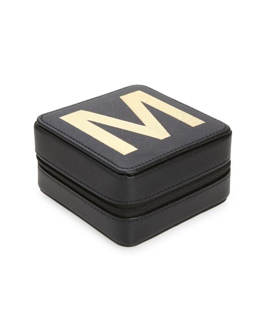 Nordstrom Black Initial Zip Square Jewelry Box