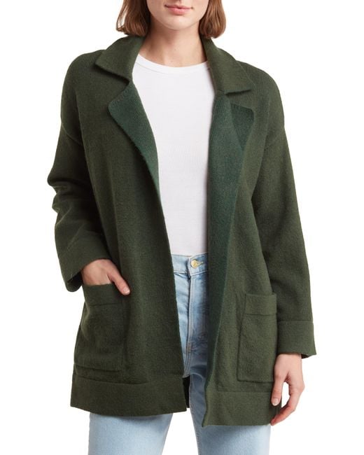 Thread & Supply Open Front Cardigan Coat in Green