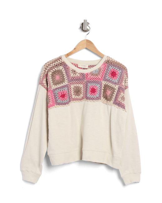 Lucky Brand Women's Crochet Yoke Pullover