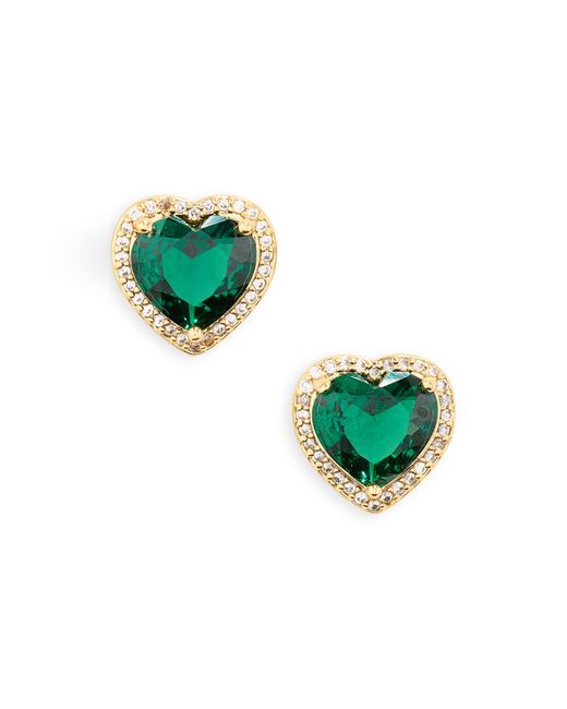 Kate Spade Green My Love Cubic Zirconia Heart Stud Earrings