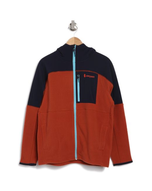 COTOPAXI Orange Abrazo Colorblock Zip Fleece Hooded Jacket for men