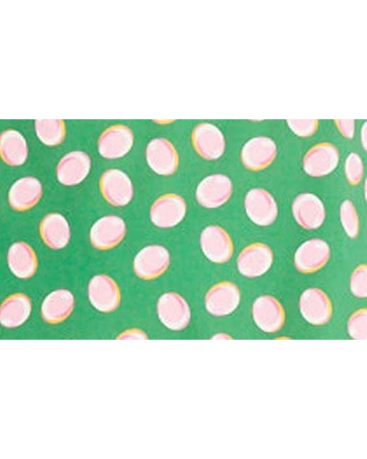 DONNA MORGAN FOR MAGGY Green Dot Print Ruffle Hem Stretch Cotton Minidress