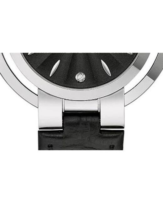 Bulova Diamond Dial Croc Embossed Leather Strap Watch, 35Mm in Black ...