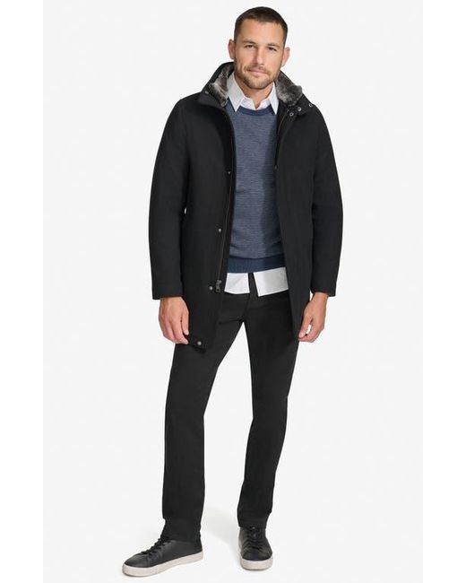 Calvin klein hooded wool parka with faux fur deals