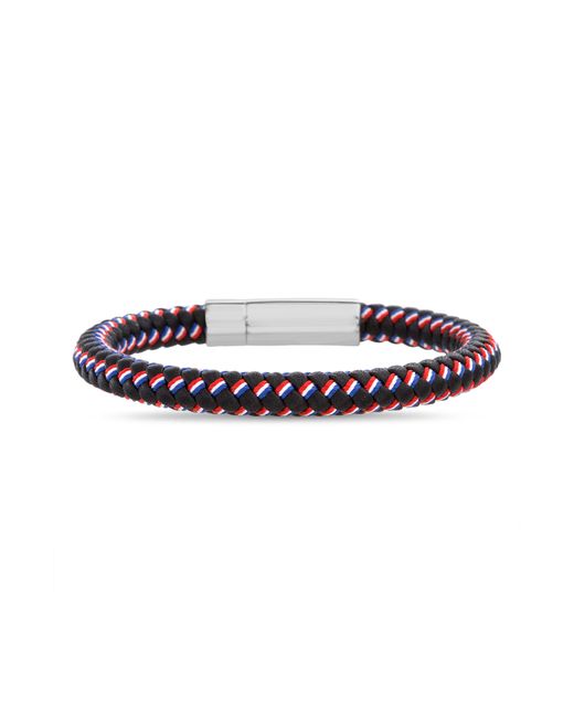 Nautica Multicolor Stainless Steel Braided Faux Leather Bracelet for men