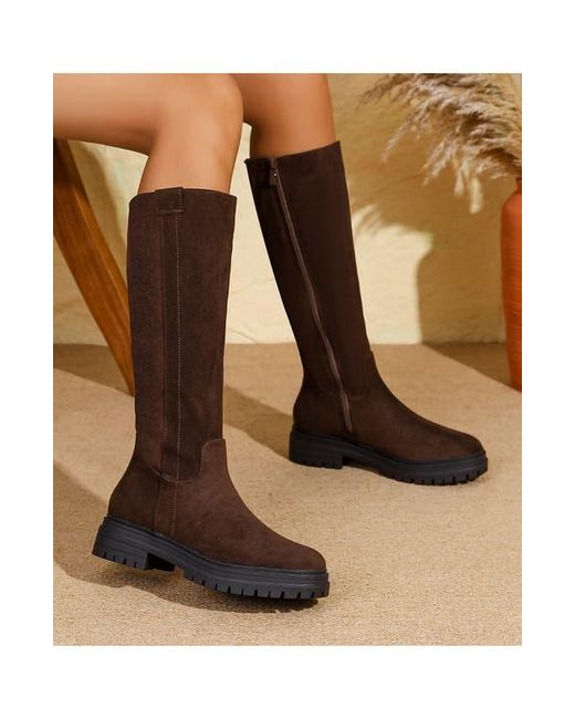 BERNESS Brown Fleece Lined Knee High Boot