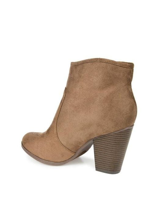 Journee Collection Brown Link Round Toe Bootie