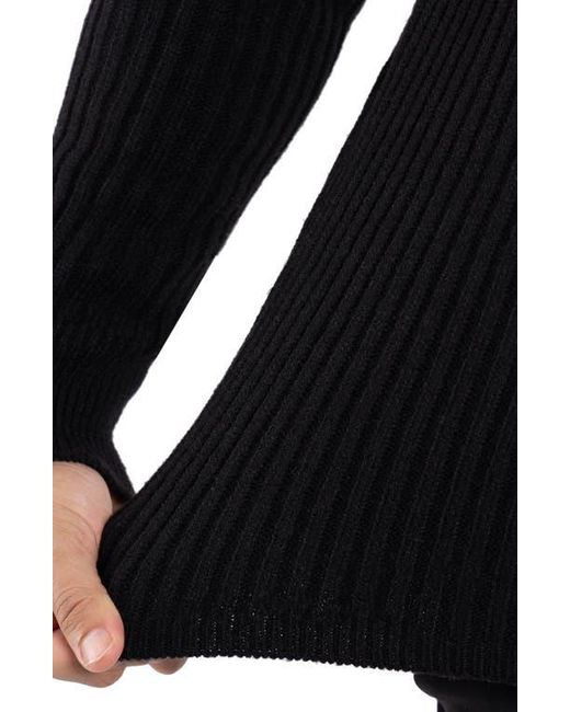 Xray Jeans Black Rib Quarter Zip Sweater for men