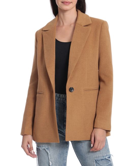 Avec Les Filles Natural Structured One-button Notch Lapel Blazer In Camel At Nordstrom Rack