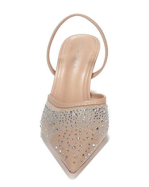 BERNESS Natural Cara Rhinestone Mesh Pump