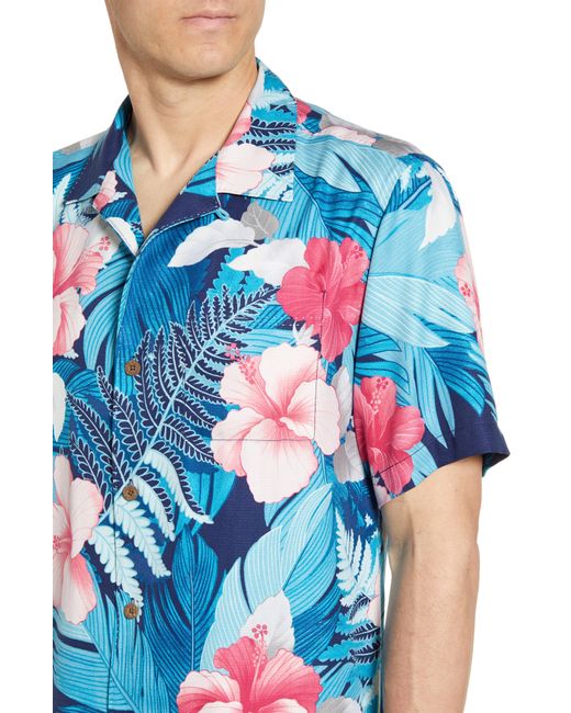 Silk Hawaiian Shirt in Blue for Men 