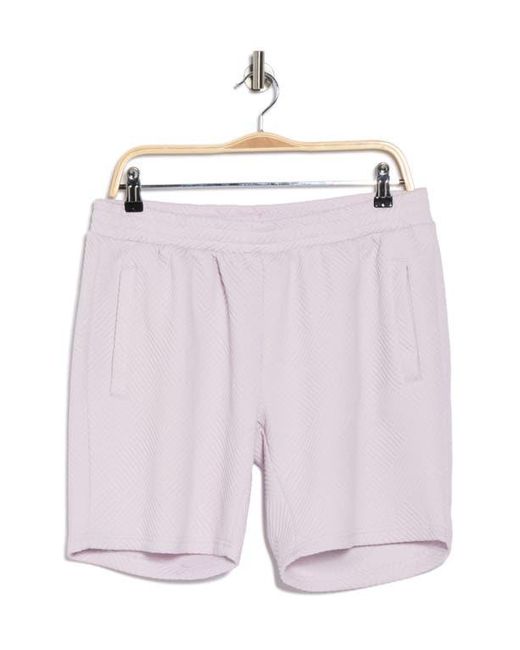 FLEECE FACTORY Pink Geometric Jacquard Shorts for men