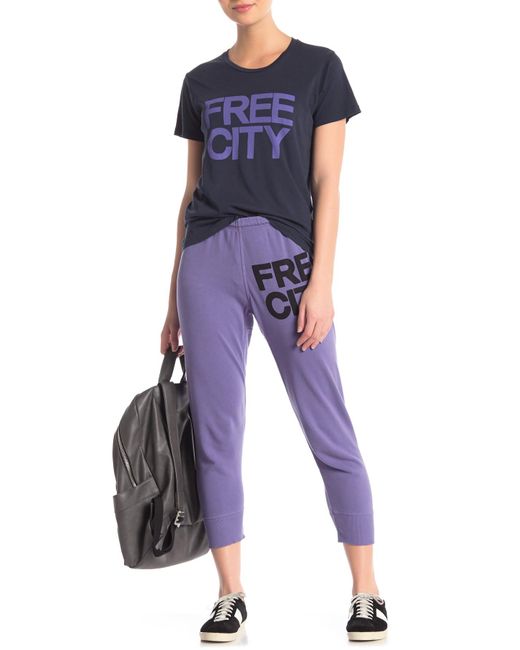 FREE CITY Purple Freecity Crop Sweatpants