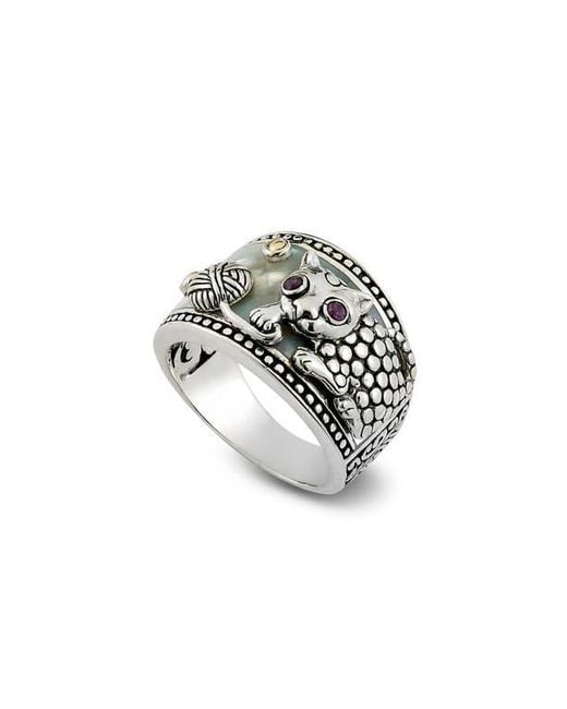 Samuel B. Metallic Mother-Of-Pearl Animal Overlay Ring