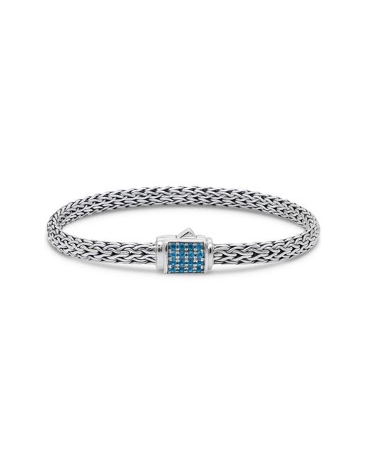 DEVATA Blue Sterling Silver Semiprecious Stone Chain Bracelet