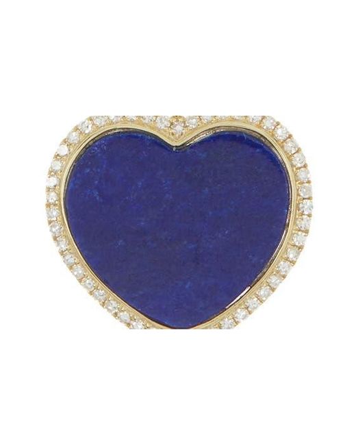 Meira T Blue Diamond Drops & Lapis Lazuli Heart Pendant Necklace